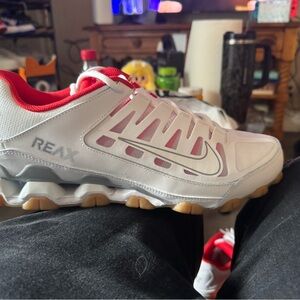 Nike Reax White and Red Athletic Shoes